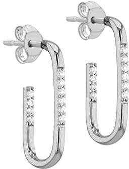 Amazon Essentials Rechteckige Creolen-Ohrringe aus Sterlingsilber mit Zirkonia