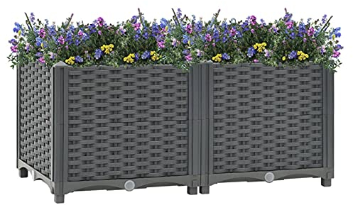 CIADAZ Hochbeet, Pflanzkübel, Kräuterbeet, Hochbeete-kit, Pflanztrog, Vertikalbeet, Pflanzgefäße, Pflanzencontainer, 80x40x38 cm Polypropylen