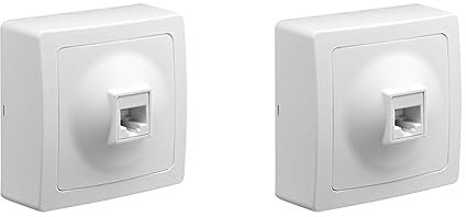 Prise rj45 - Prise Ethernet - Bloc prise - Prise rj45 cat 6 - Prise ethernet murale - Prise murale - Gamme Blok - Prise Rj45 Couleur Blanc - Debflex 746810 (Lot de 2)