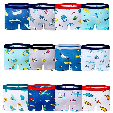 JackLoveBriefs Jungen Boxer-Unterhosen 12 Pack Mehrfarbig