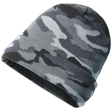 Scheibler Winter-Mütze Herren - Moderne Strick-Beanie im Camouflage Style Mit Krempe - Wärmende Arbeitsmütze Maschinenwaschbar - Anthrazit-Grau