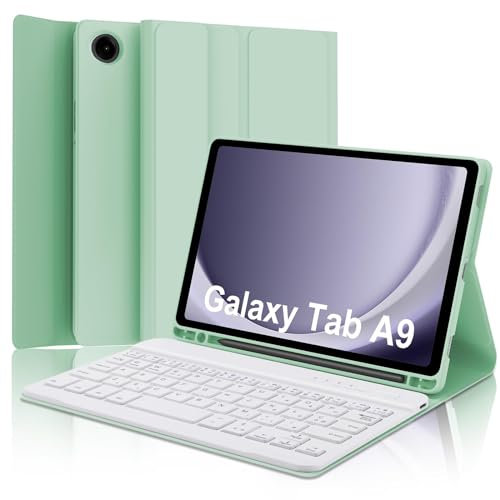 YNNHUDEEP Tastiera per Samsung Galaxy Tab A9 8.7 2023, Cover Bluetooth Rimovibile Italiana, Verde Erba