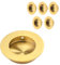 HOMOTEK 6 Pack Round Sliding Closet Door Handles Diameter 2-1/2 in(65mm) Brushed Gold Flush Pocket Pulls Recessed Bypass Door Handles, Stainless Steel Barn Door Finger Pull Set
