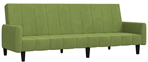 vidaXL Schlafsofa 2-Sitzer, Schlafcouch für Wohnzimmer Heimkino Büro, Gästebett mit Holzrahmen, Sofabett Tagesbett Couch Sofa Ausziehbar, Hellgrün Samt