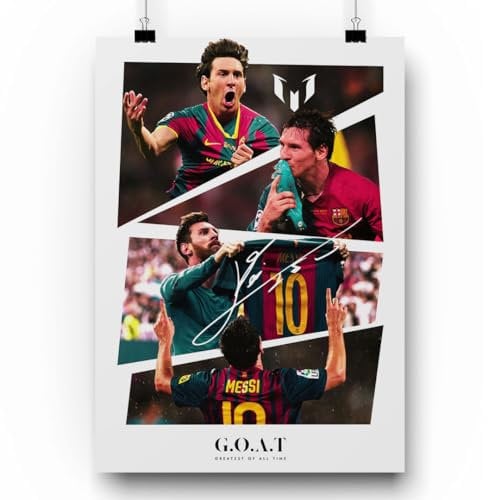 ZNOR Mesmerizing Messi GOAT Poster: Soccer Football Player Wall Art -Poster Prints For Boys Bedroom Ideal Décor for Messi Fans and Celebrating the World Player of the Year