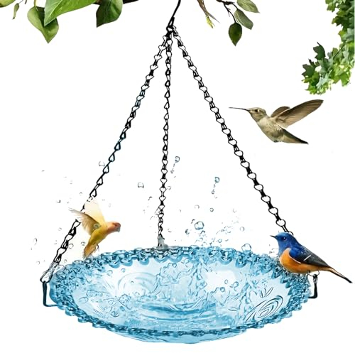 Vogeltränke Hängend Vogelfutterspender Zum Aufhängen Glass Vogelfutterstation Für Wildvögel Im Garten Vogeltränke Mit Kette Für Outdoor Winterfest Vogelbad Für Garten Hof Terrasse