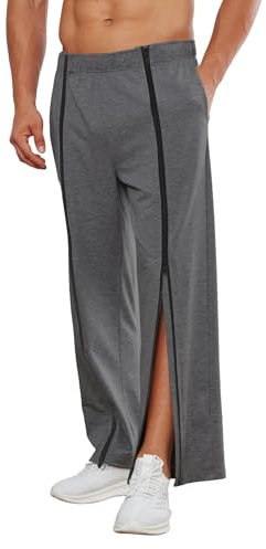 PINSPARK Trainingshose Herren Jogginghose Postoperative Sporthose Lang Abreißhose Freizeithose locker lässig Sportswear Dunkelgrau XXL