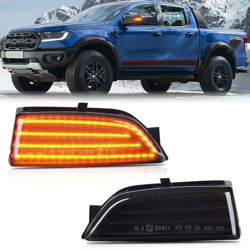 OZ-LAMPE LED Spiegelblinker für Ford Ranger T6 2012-2019 Raptor and Wildtrak, LED Blinker Seitenblinker mit Canbus Fehlerfrei, Schwarz