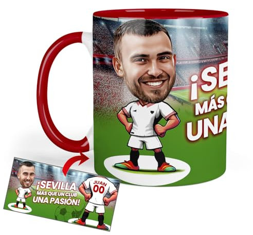Anak Anak Tazas desayuno Futbol - Taza personalizada con caricatura y nombre - Tazas originales para regalar fanáticos futbol - Taza de futbol Español - Tazas de cafe 350 ML - Regalos (Sevilla)