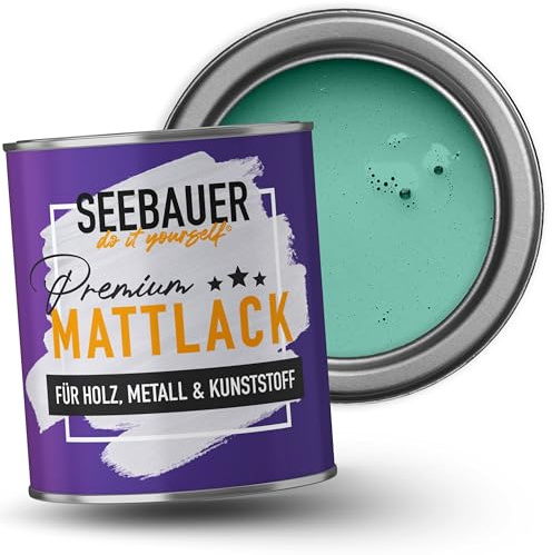 SEEBAUER diy Mattlack Türkis 375ml für Innen & Außen (No. 773 Indian Sea) Möbelfarbe ohne Schleifen - Hybrid-Lack für Holz, Metall, Kunststoff - Holzlack, Möbellack hohe Deckkraft