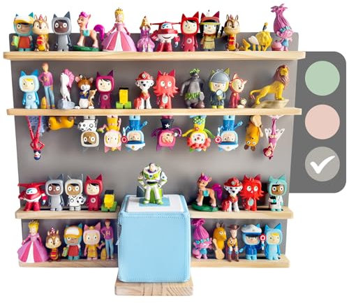 heqxwl Regal für mehrere Puppen, magnetisches Wandregal für Kinder zum Spielen und Sammeln, kompatibel mit Player Audio Wackelkopfpuppen (Grau, Große)