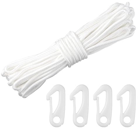 Duronge 15M Fahnenmast Zubehör Seile, Fahnenmast Seil, Fahnenmast Seil Wetterfest, Fahnenmast Schnur, mit Fahnenhaken