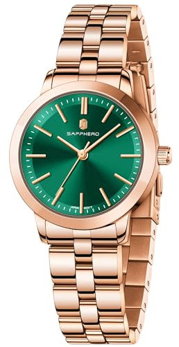 SAPPHERO Damenuhr Analog Quartz Armbanduhr Damen mit Edelstahlarmband 31mm Gehäusegröße 5ATM Wasserdicht Uhr Geschenk für Damen- Erhältlich aus Gold oder Silber