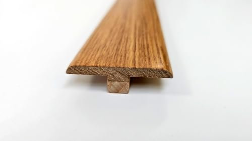 Project DIY® Solid Oak T-Profile Threshold Bar | 50x15mm Oak Transition Profile for Flooring | Covers Expansion Gaps | 0.9m Length | Height Adjustable 14mm-18mm (Lacquered)