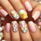 Easter Bunny False Nails Short, 24 Pieces Cute Press On Nails For Kids, Eggs Spring Flowers Easter False Nails Almond, Pink And Yellow Floral Design (Khaki, One Size)