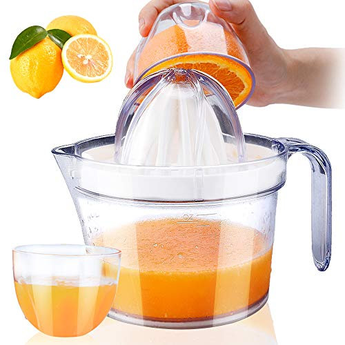 Werwing Spremiagrumi manuale da 500 ml, spremiagrumi manuale con doppio alesatore e coperchio antiscivolo, spremiagrumi per cocktail, senza BPA (trasparente)