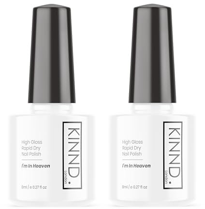 Quick Dry Nail Polish | I'm in Heaven, 2 x 8ml (16ml) | White Rapid Drying Nail Varnish | No UV/LED Required | 12 Free, Cruelty Free, Vegan, Made in UK