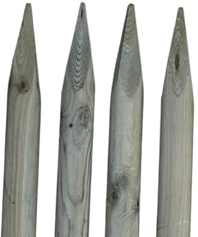 TIMBERMIK ø 6cm Pack De 4 Estacas De Madera con Punta Largo 240 cm Tutores para Plantas Impregnado Verde Oliva Poste Jardín Madera Natural para Árboles Poste para Valla Piquetas