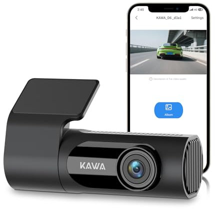 KAWA 2K Dash Cam Auto - 1440P QHD Dash Cam con Supercondensatore, 360° Rotante, Wi-Fi, G-Sensor, Visione Notturna WDR, Registrazione Emergenza, 145° Grandangolo e Parcheggio 24h