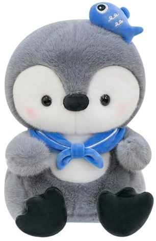CULASIGN Pinguin Kuscheltier, Süße Pinguin mit Kleine Fischhüte Plüschtier Stofftier Plüsch Kissen zum Kuscheln für Kinder Weihnachts Geschenk (30 cm)