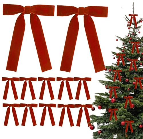Weihnachts-Samtband-Schleifen – weiche Accessoires, hochwertiges dekoratives Geschenkpapier-Set, charmante saisonale Heimdekorationen, stilvolle Urlaubsdekor-Verzierungen | Baumzaun, Kamin, Fenster