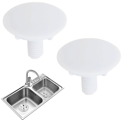 2Pcs Sink Hole Covers 49mm Sink Blanking Cap Kitchen White Plastic Sink Tap Hole Stopper Blanking Plug Cover for Bashroom Kitchen Sink Basin Countertop