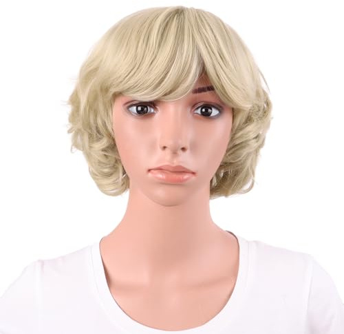 MapofBeauty 11.8 Inch/30 cm Special Women Short Curly Side Bangs Fashion Wig (Blonde)