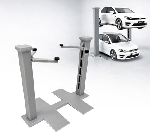 Hebebühne für 1:18 Fahrzeug als Bausatz Auto Modellbau Diorama Modell Vitrine für benutzerdefinierte Auto-Szenen, Display-Sammlungen und Geschenk für Automobil-Enthusiasten (Grau)