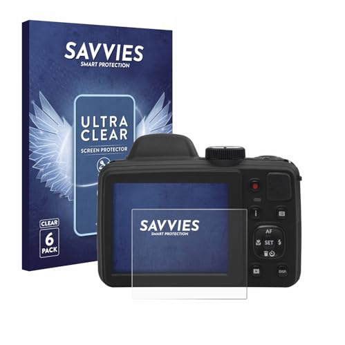 Savvies Schutzfolie für Kodak Pixpro AZ405 | 6 Stück Transparenter Displayschutz Made in Germany Ultra-Klar Displayschutz-Folie