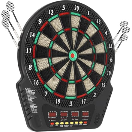 LENJKYYO Elektronische Dartscheibe Set mit LED & Sprachansagen, Dartautomat Dartscheibe, 27 Spiele, 243 Varianten, Softtip Darts, Profi E-Dart Board für 1-16 Spieler, Dartboard für Kinder & Erwachsene