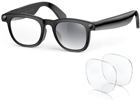 2026 Smart AI Glasses, 8MP 4K POV Camera, AI Assistant, HD Video, Voice Recorder, Meeting Transcriber, Translation, Open-Ear Bluetooth, Photochromic + Extra Blue Light Lenses for Travel & Vlogging