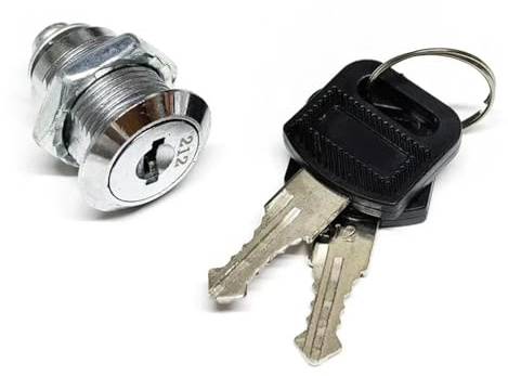 Drawer Cam Lock 2 Keys 5 Tail Pieces Mailbox File Cabinet Tool Box Locker Lock Furniture Hardware HJ06 1Pcs(Key Different 25mm)