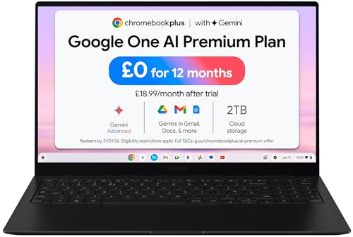 Samsung Galaxy Chromebook Plus Gemini AI Laptop, i5 Processor, Built in Gemini Quick Insert Key, 8GB Memory RAM 256GB Storage, Neptune Blue (Renewed)
