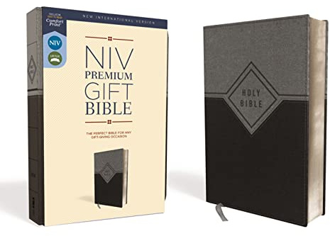 NIV, Premium Gift Bible, Leathersoft, Black/Gray, Red Letter, Comfort Print: The Perfect Bible for Any Gift-Giving Occasion