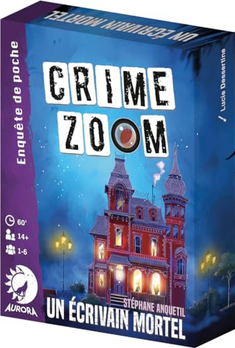 ASMODEE - Crime Zoom : Un Écrivain Mortel - Jeu de Société d'Enquête pour Adultes & Enfants dès 14 Ans - Jeu de Scène de Crime - pour 1 à 6 Détectives - Jeu Format Voyage - 1h - en Français- Aurora