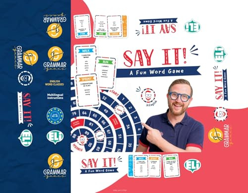 Say It!: A Fun Word Game. Spiel mit Spielbrett, 15 Namen-Buttons, Sanduhr, 100 Spielkarten und Spielanleitung