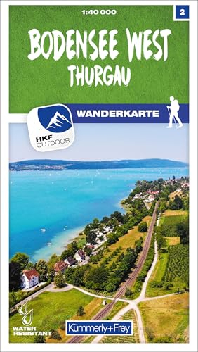 Kümmerly+Frey Wanderkarte 2 Bodensee West, Thurgau 1:40.000: Mit Thurgau. Wetterfest, matt laminiert und mit free Download