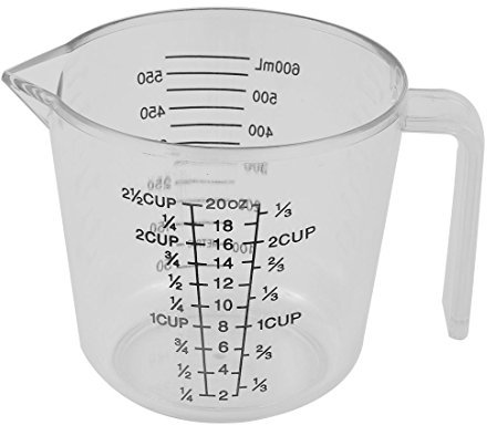 sourcing map Laboratorio de cocina de plástico Balanza graduada Liquid Dry Stuff Vaso de medición Taza Herramienta 600ml Claro