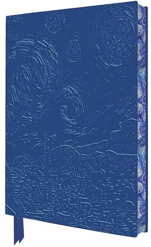 Exquisit Premium Notizbuch DIN A5: Vincent van Goght, Sternennacht: Unser hochwertiges, liniertes Blankbook mit Softcovereinband aus Kunstleder mit ... künstlerisch gestaltetem Buchschnitt