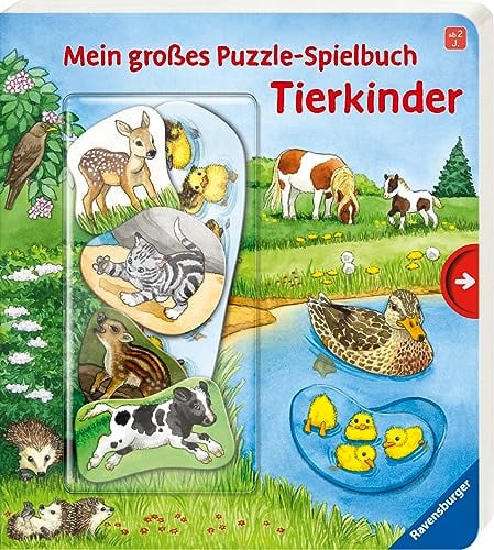 Mein großes Puzzle-Spielbuch: Tierkinder - Kinderbuch ab 2 Jahren, mit 10 Puzzleteilen