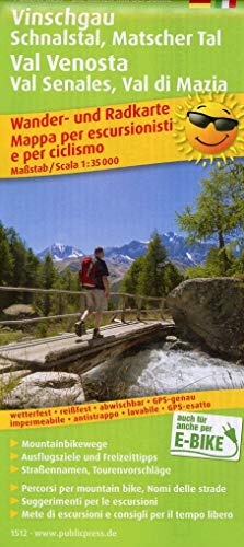 Vinschgau, Schnalstal, Matscher Tal / Val Venosta, Val Senales, Val di Mazia: Wander- und Radkarte mit Ausflugszielen & Freizeittipps, wetterfest, ... 1:35000 (Wander- und Radkarte: WuRK)