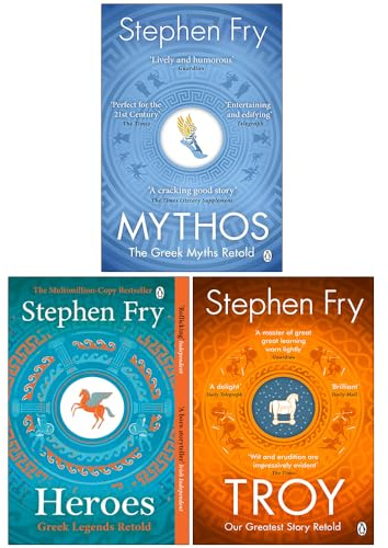 Stephen Fry Greek Myths Series Collection 3 Books Set (Troy, Heroes, Mythos)