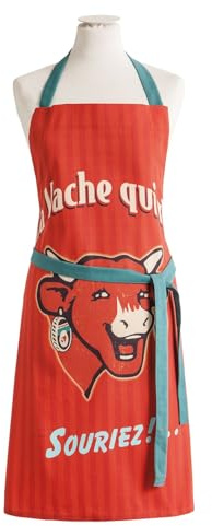 Coucke Schürze Vache Qui Rit Retro Baumwolle rot 76 x 85 cm