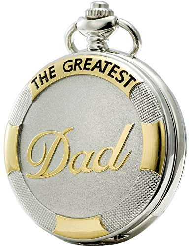 SEWOR Family Herren Analoge japanische Quarz Taschenuhr mit Metall- und Lederketten (weißer Vater 2)