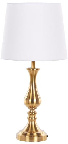 Tischlampe im antiken Stil Metall/Stoff gold/cremeweiß Hodmo