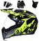 QYTK Casco Integrale Motocross Donna Giallo Nero, Adulto Caschi da Motocross con Guanti Maschera e 2 Occhiali Visiera Casco Moto-Cross per Fuoristrada Motociclisti Casco di Sicurezza,L