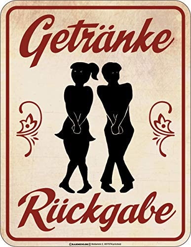Deko Blechschild für das WC - Getränkerückgabe