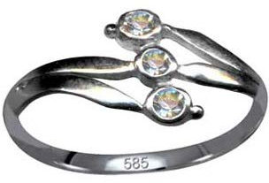 Ringe I FINGERRING I Design Jugendstil I Echt 585 Weissgold mit 3 Echten Diamanten I Größe 55/1,75 mm I Die Echtheit des nebenstehend beschriebenen Artikels wird hiermit garantiert I POLI 79002 I