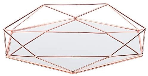 Jewelry Storage Tray Table Decorative Tray Cosmetic Storage Organizer for Home Countertop Gift (Rose Gold)