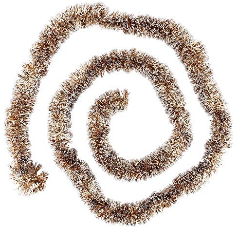 Ideen mit Herz Lametta-Girlande Deluxe | Duo Color | Ø4cm | 2m lang | Tannengirlande | Dekogirlande | Weihnachtsgirlande | Party Deko (Gold & weiß)